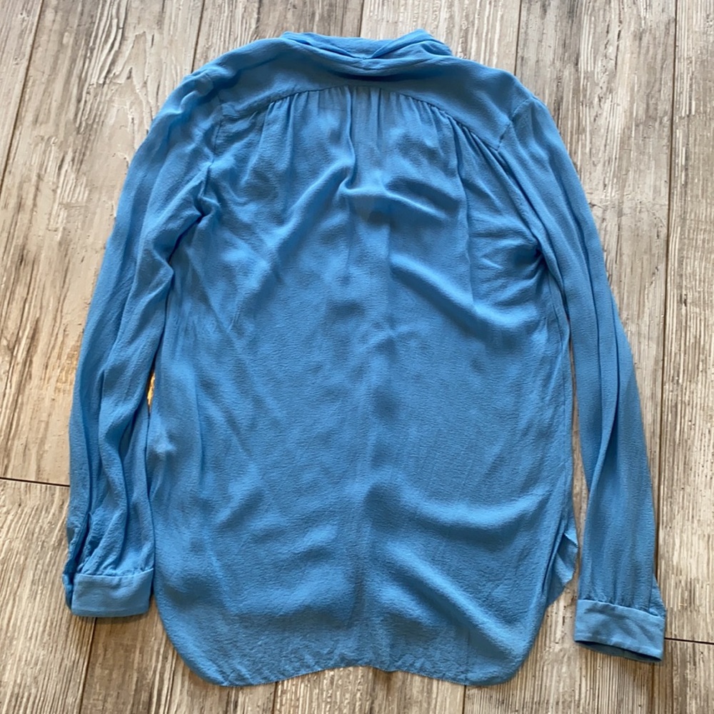 Wilfred Blue Long Sleeve 100% Silk Blouse - Picture 8 of 10